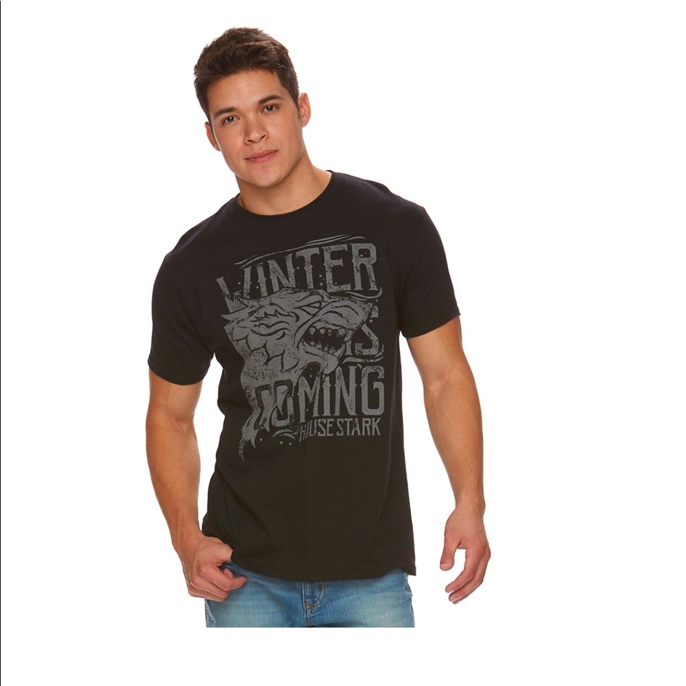 NEW Game of Thrones Shirt Winter is Coming House of Stark Tee Black Small Men's